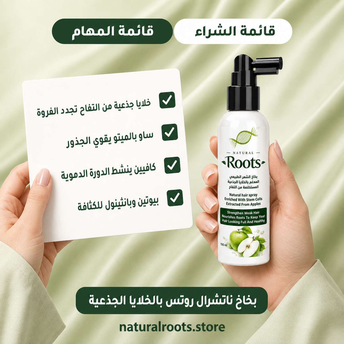 بخاخ الشعر الطبيعي المدعّم بالخلايا الجذعية المستخلصة من التفاح